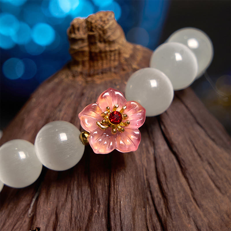 Support Peace Cat's Eye Chrysoberyl Flower Bracelet