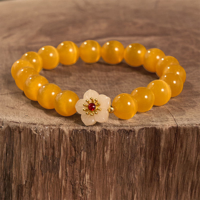 Support Peace Cat's Eye Chrysoberyl Flower Bracelet