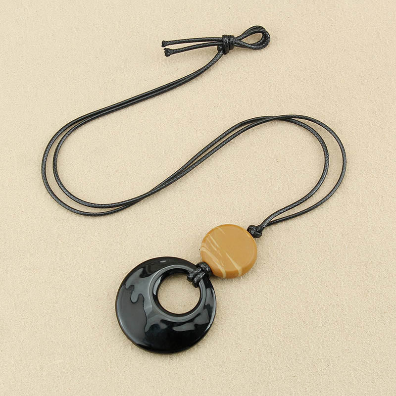 Fulfilment Strength Black Obsidian Liuli Picture Stone Necklace Pendant