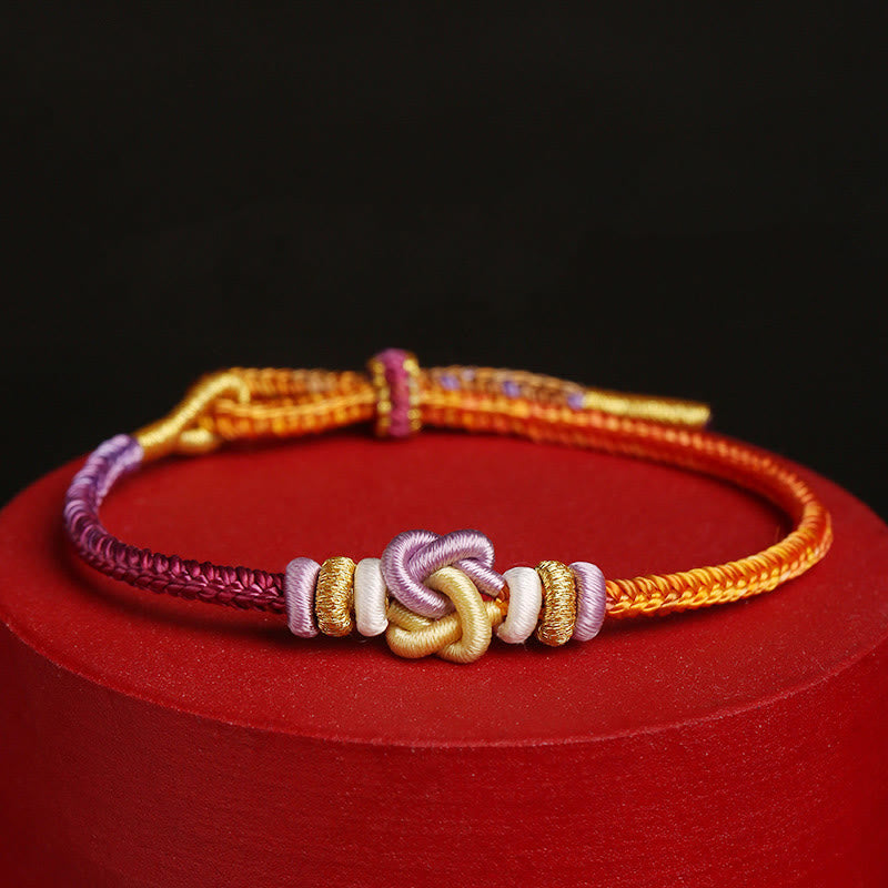 Bracelet tressé de protection en forme de cœur avec pierres de Bouddha colorées 