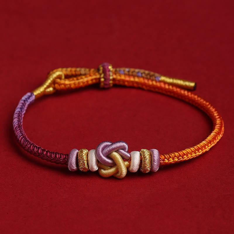 Bracelet tressé de protection en forme de cœur avec pierres de Bouddha colorées 