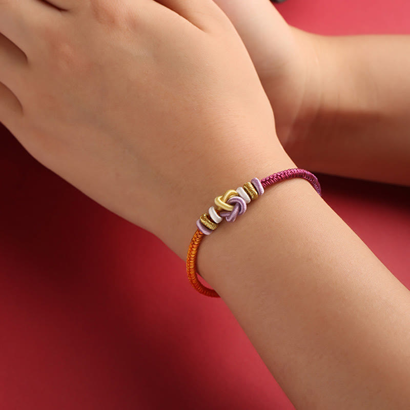 Bracelet tressé de protection en forme de cœur avec pierres de Bouddha colorées 