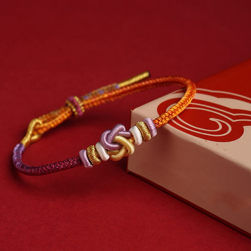 Bracelet tressé de protection en forme de cœur avec pierres de Bouddha colorées 