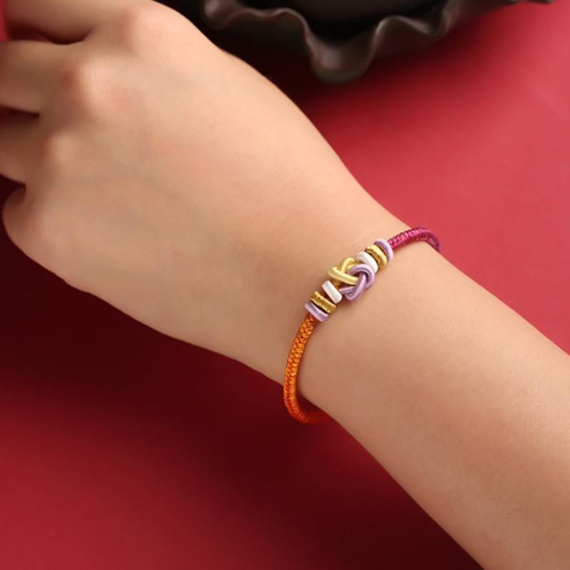 Bracelet tressé de protection en forme de cœur avec pierres de Bouddha colorées 