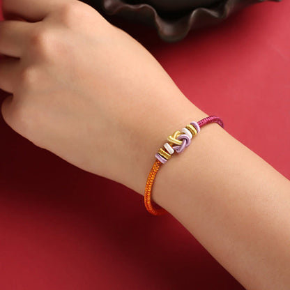Bracelet tressé de protection en forme de cœur avec pierres de Bouddha colorées 