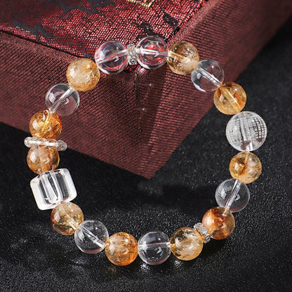 Bracelet de protection en cristal blanc, pierres de Bouddha, citrine naturelle, perle, topaze