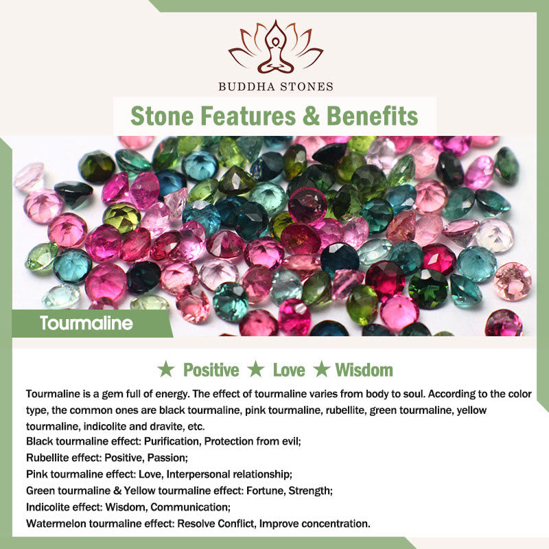 Bracelet positif en tourmaline arc-en-ciel Buddha Stone