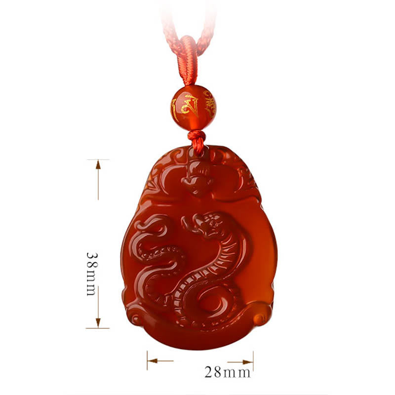 Collier pendentif calme en agate rouge avec pierres de Bouddha et signe du zodiaque chinois