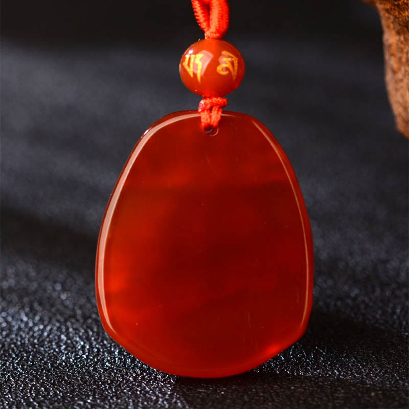 Collier pendentif calme en agate rouge avec pierres de Bouddha et signe du zodiaque chinois