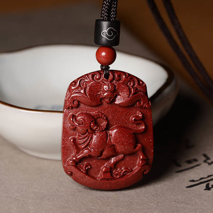 Collier pendentif Bouddha Stones zodiaque chinois cinabre calme concentration