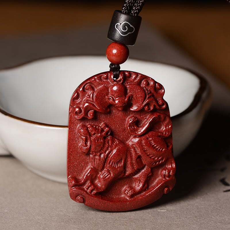 Collier pendentif Bouddha Stones zodiaque chinois cinabre calme concentration