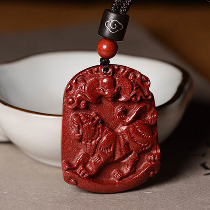 Collier pendentif Bouddha Stones zodiaque chinois cinabre calme concentration