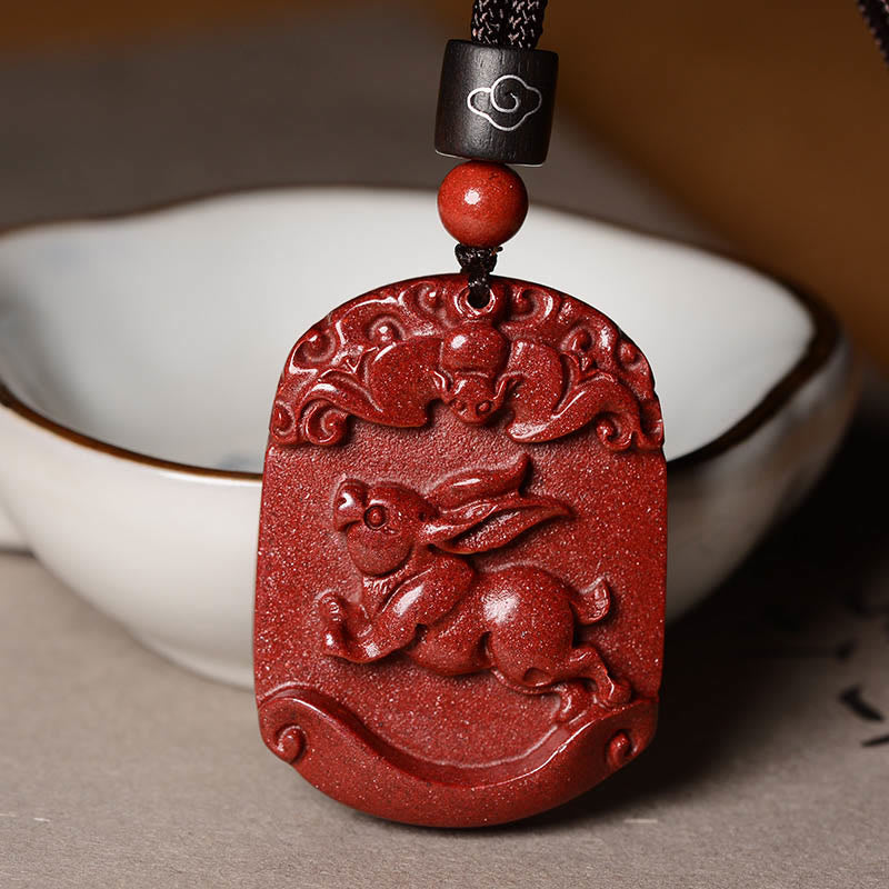 Buddha Stones Chinese Zodiac Cinnabar Calm Concentration Necklace Pendant