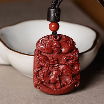Collier pendentif Bouddha Stones zodiaque chinois cinabre calme concentration