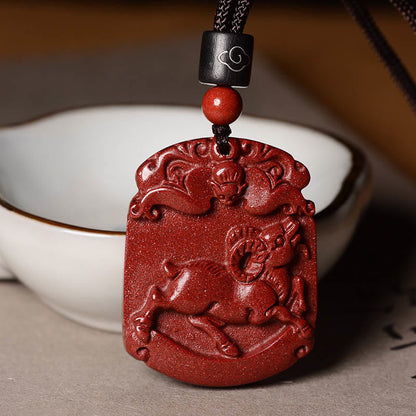 Collier pendentif Bouddha Stones zodiaque chinois cinabre calme concentration