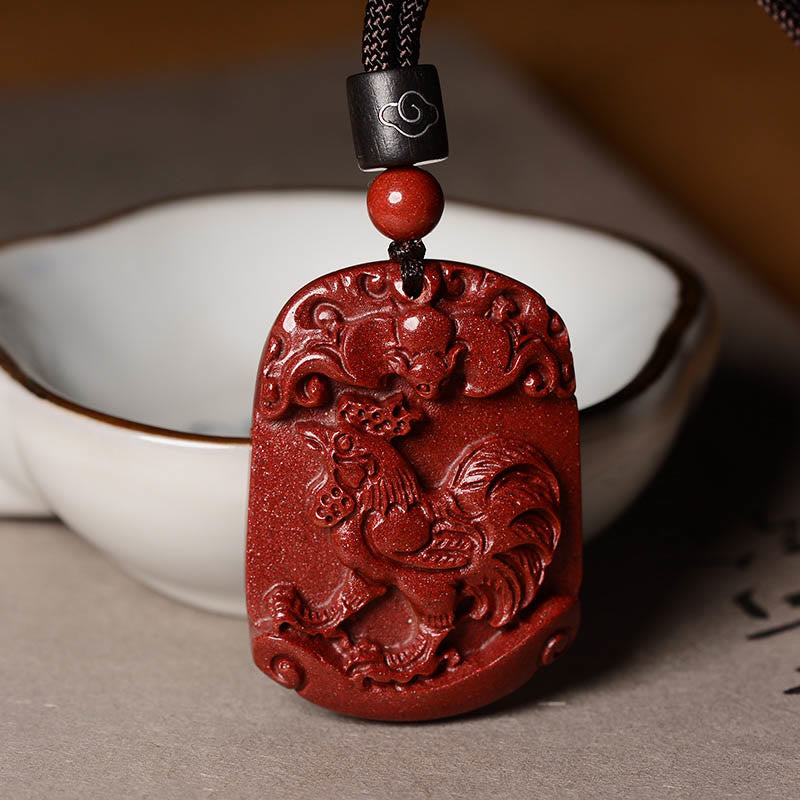 Collier pendentif Bouddha Stones zodiaque chinois cinabre calme concentration