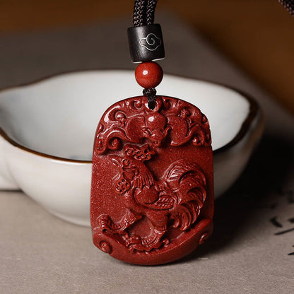 Collier pendentif Bouddha Stones zodiaque chinois cinabre calme concentration
