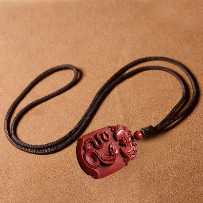 Collier pendentif Bouddha Stones zodiaque chinois cinabre calme concentration