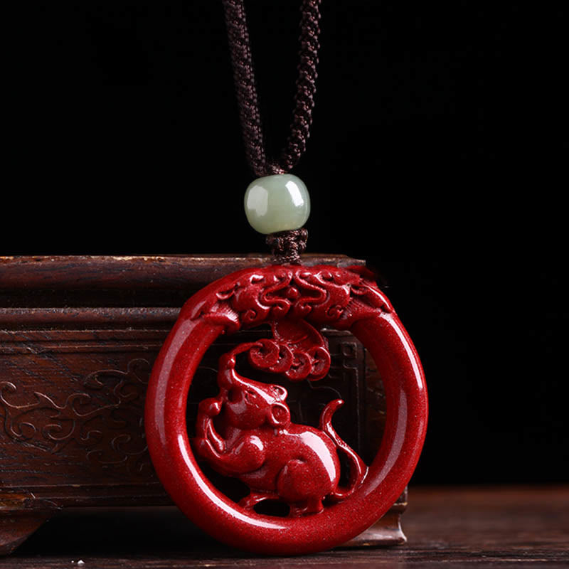 Collier pendentif en jade Hetian avec pierre de Bouddha et zodiaque chinois, boucle de paix et calme