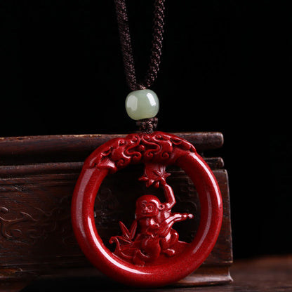 Collier pendentif en jade Hetian avec pierre de Bouddha et zodiaque chinois, boucle de paix et calme