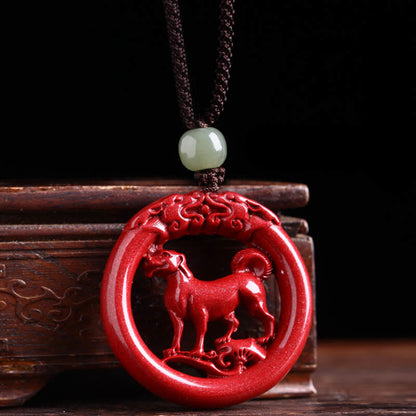 Collier pendentif en jade Hetian avec pierre de Bouddha et zodiaque chinois, boucle de paix et calme