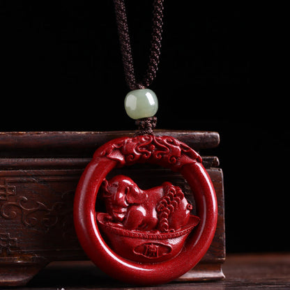 Collier pendentif en jade Hetian avec pierre de Bouddha et zodiaque chinois, boucle de paix et calme