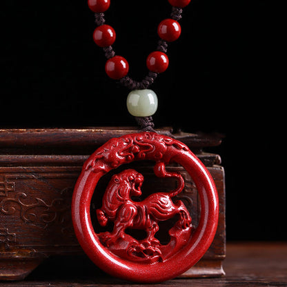 Collier pendentif en jade Hetian avec pierre de Bouddha et zodiaque chinois, boucle de paix et calme