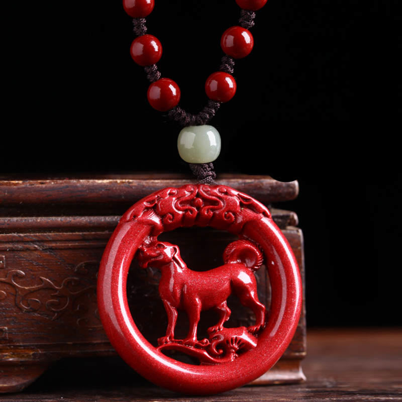 Collier pendentif en jade Hetian avec pierre de Bouddha et zodiaque chinois, boucle de paix et calme