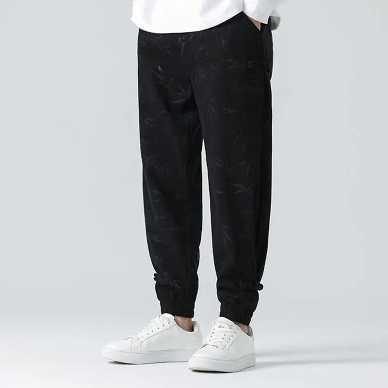 Buddha Stones Fall Winter Bamboo Men's Frog-Button Corduroy Pants With Pockets BS