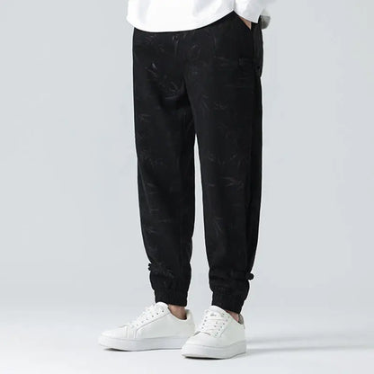 Buddha Stones Fall Winter Bamboo Men's Frog-Button Corduroy Pants With Pockets BS