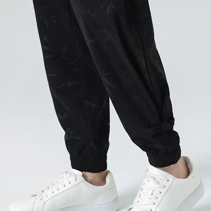 Buddha Stones Fall Winter Bamboo Men's Frog-Button Corduroy Pants With Pockets BS