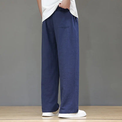 Buddha Stones Summer Men's Linen Straight Leg Pants With Pockets BS