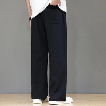 Buddha Stones Summer Men's Linen Straight Leg Pants With Pockets BS