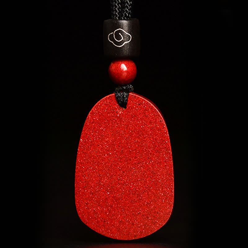 Collier pendentif calme en corde noire et cinabre avec pierres de Bouddha et signe du zodiaque chinois