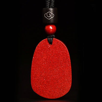 Collier pendentif calme en corde noire et cinabre avec pierres de Bouddha et signe du zodiaque chinois