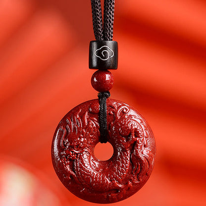 Collier pendentif calme avec boucle de paix en cinabre et pierres de Bouddha, signe du zodiaque chinois