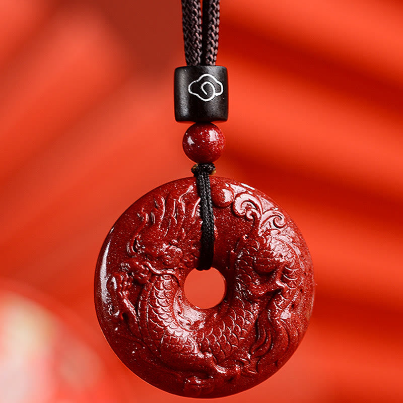 Collier pendentif calme avec boucle de paix en cinabre et pierres de Bouddha, signe du zodiaque chinois