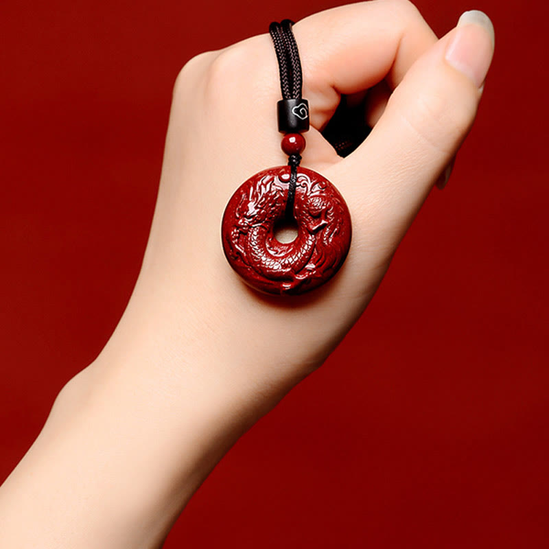 Collier pendentif calme avec boucle de paix en cinabre et pierres de Bouddha, signe du zodiaque chinois
