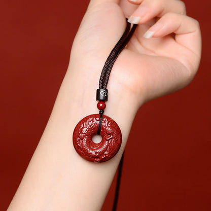 Collier pendentif calme avec boucle de paix en cinabre et pierres de Bouddha, signe du zodiaque chinois