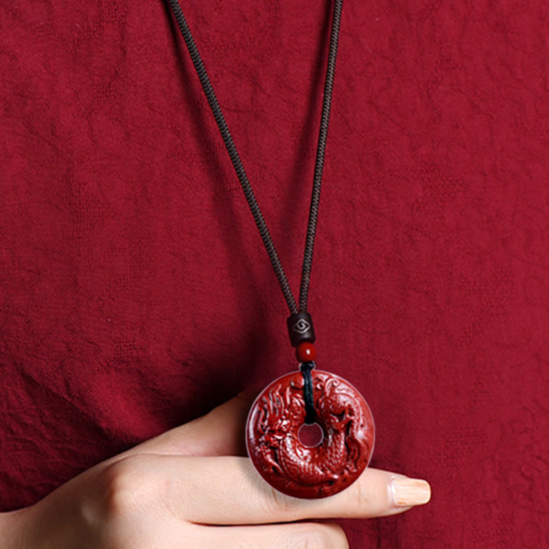 Collier pendentif calme avec boucle de paix en cinabre et pierres de Bouddha, signe du zodiaque chinois