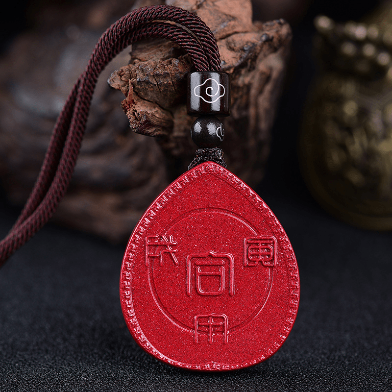 Collier pendentif bénédiction cinabre avec pierres de Bouddha et signe du zodiaque chinois
