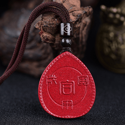 Collier pendentif bénédiction cinabre avec pierres de Bouddha et signe du zodiaque chinois