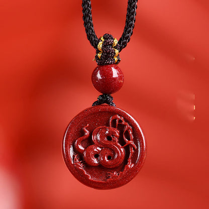 Pierres de Bouddha Zodiaque chinois Cinabre Calme Téléphone Décoration Suspendue Porte-clés Collier Pendentif