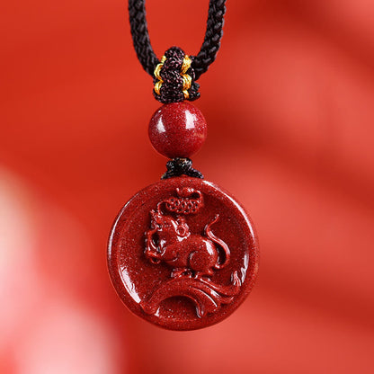 Pierres de Bouddha Zodiaque chinois Cinabre Calme Téléphone Décoration Suspendue Porte-clés Collier Pendentif
