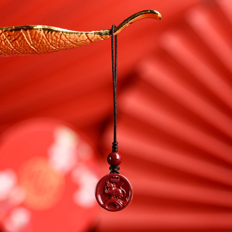 Pierres de Bouddha Zodiaque chinois Cinabre Calme Téléphone Décoration Suspendue Porte-clés Collier Pendentif