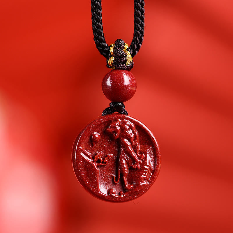 Pierres de Bouddha Zodiaque chinois Cinabre Calme Téléphone Décoration Suspendue Porte-clés Collier Pendentif