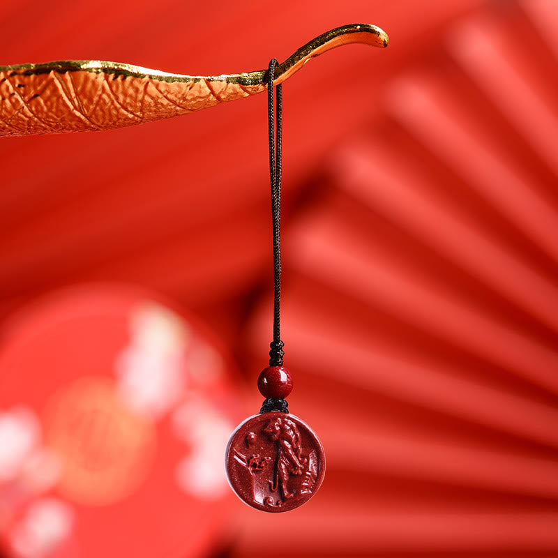 Pierres de Bouddha Zodiaque chinois Cinabre Calme Téléphone Décoration Suspendue Porte-clés Collier Pendentif