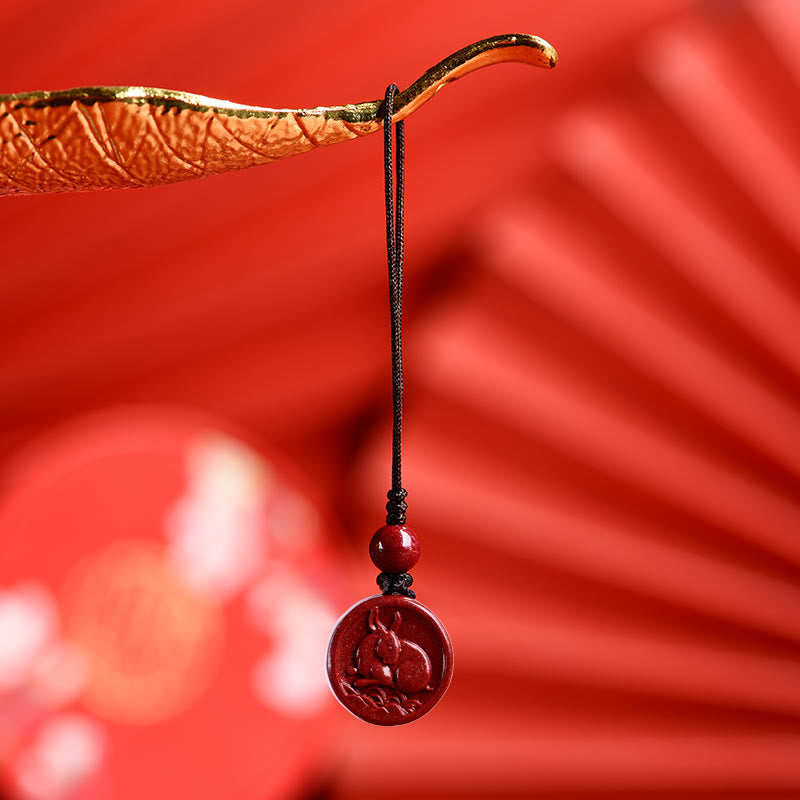 Pierres de Bouddha Zodiaque chinois Cinabre Calme Téléphone Décoration Suspendue Porte-clés Collier Pendentif