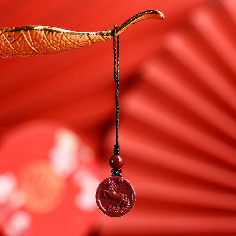 Pierres de Bouddha Zodiaque chinois Cinabre Calme Téléphone Décoration Suspendue Porte-clés Collier Pendentif