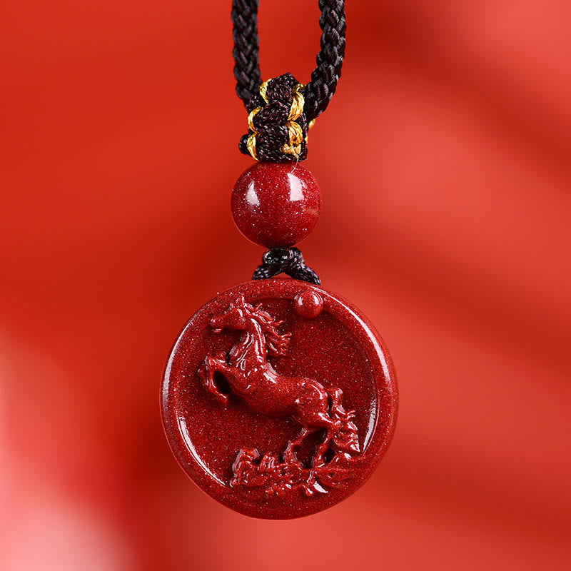 Buddha Stones Chinese Zodiac Cinnabar Calm Phone Hanging Decoration Key Chain Necklace Pendant